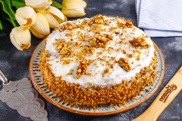 Песочный торт с орехами Песочный торт с орехами