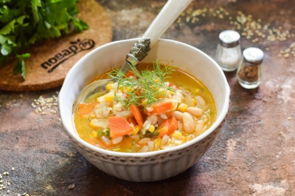 Суп с фасолью и кукурузой Суп с фасолью и кукурузой