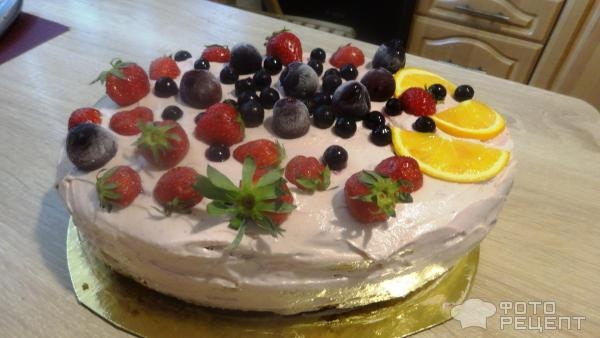 Рецепт: Торт с клубнично -банановым творожным кремом - Не трудоёмкий ,вкусный торт. Рецепт: Торт с клубнично -банановым творожным кремом - Не трудоёмкий ,вкусный торт.