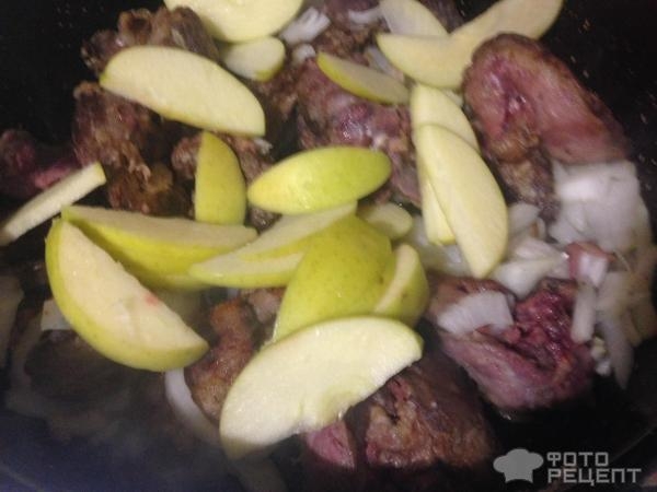 Рецепт: Печень куриная с яблоками - В моем исполнении. Рецепт: Печень куриная с яблоками - В моем исполнении.