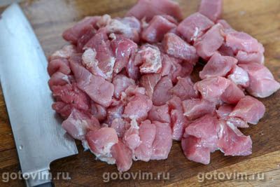 Макароны с мясом на сковороде (без варки)