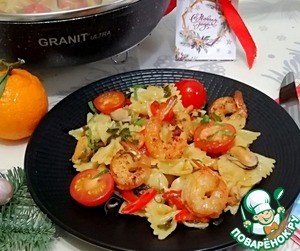 Фарфалле с морепродуктами в цитрусовом соусе Фарфалле с морепродуктами в цитрусовом соусе