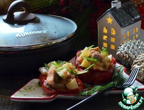 Перцы, фаршированные форелью и картофелем