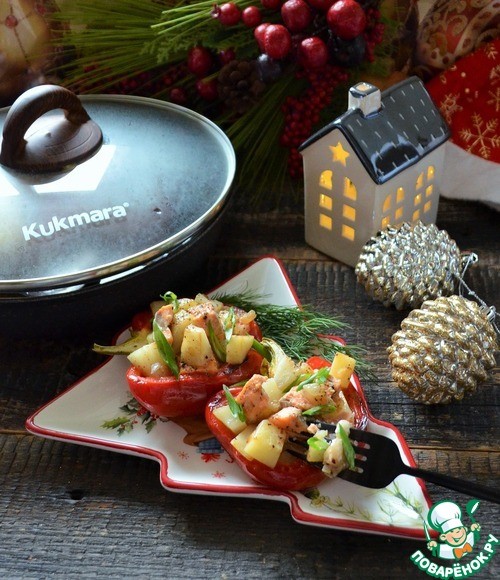 Перцы, фаршированные форелью и картофелем