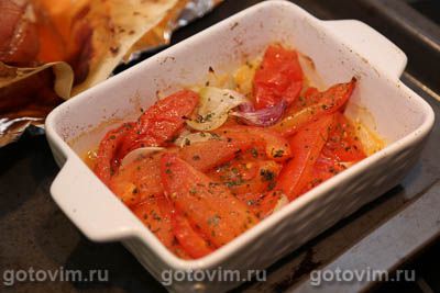 Гарнир из запеченных овощей и спаржи Гарнир из запеченных овощей и спаржи