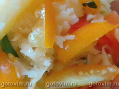 Сырный салат с картофелем и помидорами черри Сырный салат с картофелем и помидорами черри