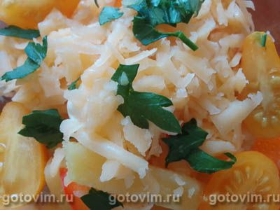 Сырный салат с картофелем и помидорами черри Сырный салат с картофелем и помидорами черри