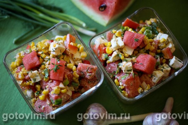 Сальса из арбуза с брынзой и кукурузой Сальса из арбуза с брынзой и кукурузой