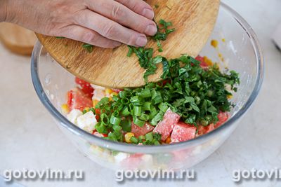 Сальса из арбуза с брынзой и кукурузой Сальса из арбуза с брынзой и кукурузой