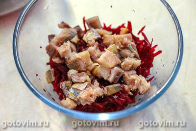 Салат из маринованной свеклы с сельдью Салат из маринованной свеклы с сельдью