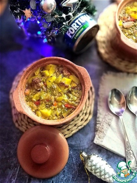 Тунец с укропом в горшочке