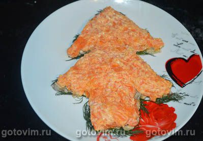 Салат &laquo;Новогодняя елка&raquo; из жареных грибов с сыром и яйцом