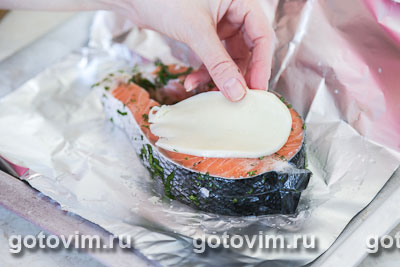Лосось, запеченный с моцареллой Лосось, запеченный с моцареллой