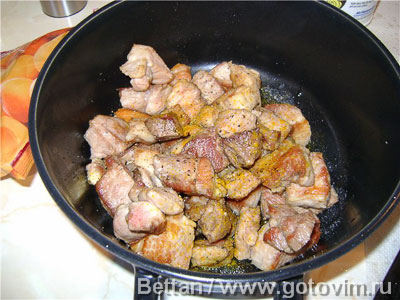 Тыква с мясом в сливочном соусе